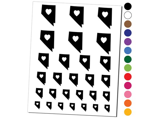 Sniggle Sloth; Nevada State with Heart Temporary Tattoo Water Resistant Fake Body Art Set Collection; Category:Temporary Tattoos; Image:1
